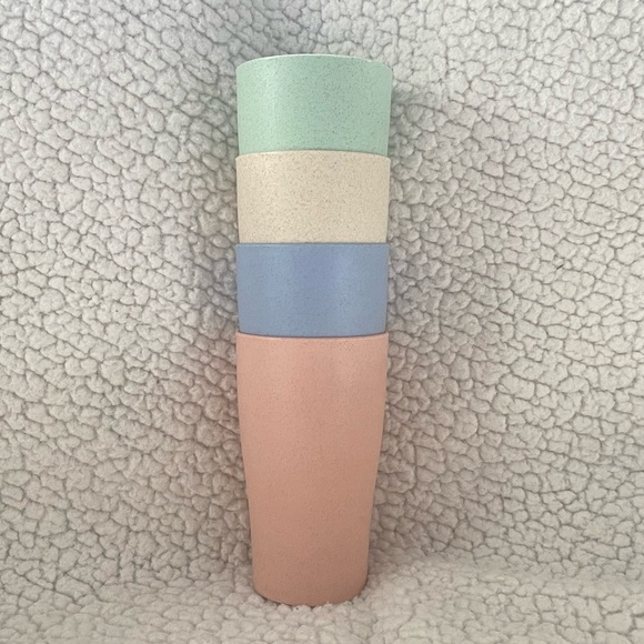 4 Lightweight Stackable Wheat Drinking Cups - Picture 2 of 6